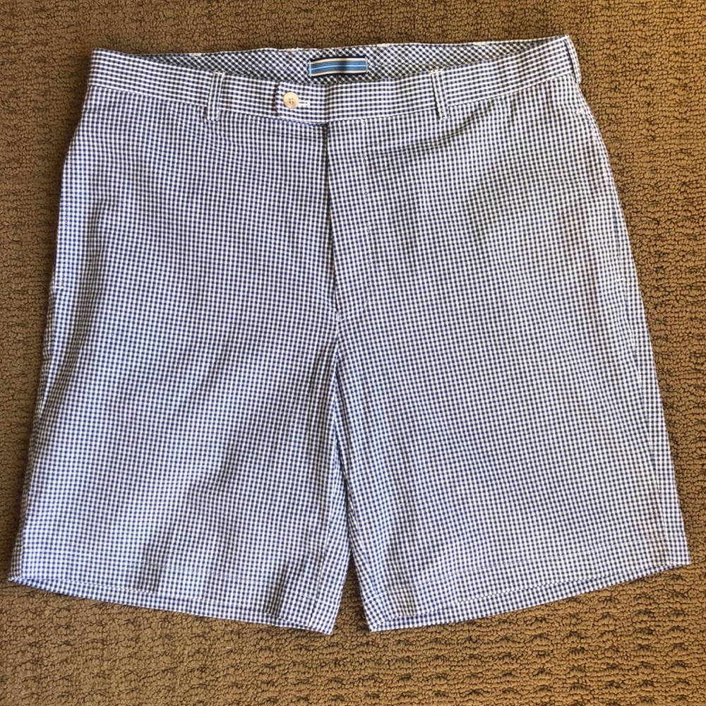 Peter Millar blue and white gingham short